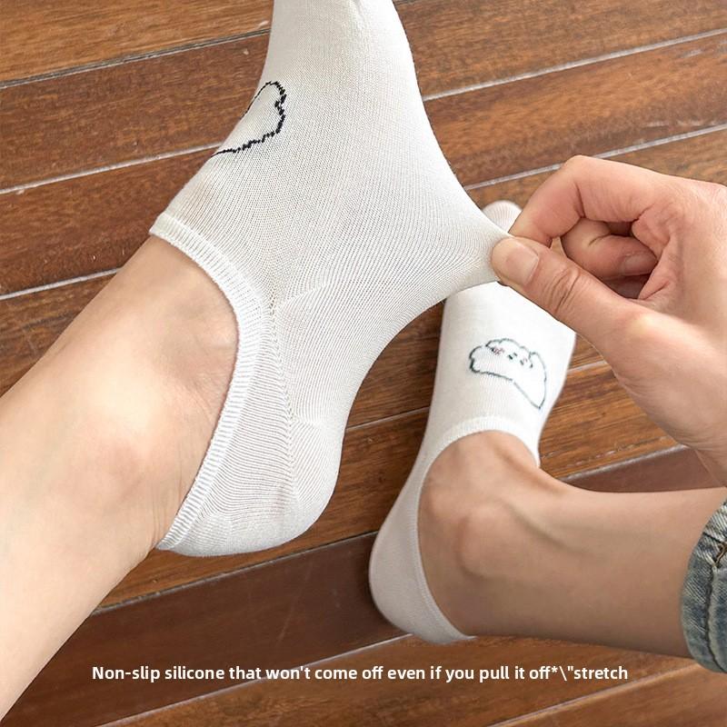 Damen Segelschuhe Frühling/Sommer Niedrig geschnitten Dünn Atmungsaktiv Schweißableitend Socken Cartoon Tier Kurze Socken