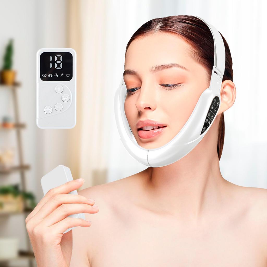 4 In 1 Massager for Face, Facial Sculpting Device for Double Chin, Reduces Sagging Skin, Remote Control Operation with 5 Modes,