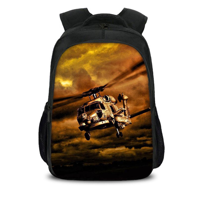 Helicopter Large Capacity Lightweight Double-layer Backpack with New Mechanical Printing the Best Gift for Boy and Girl Schools