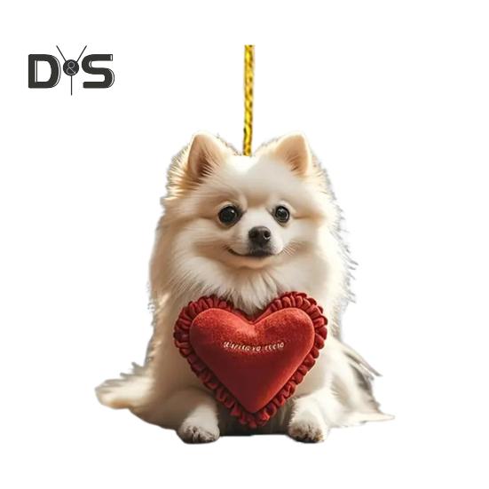 

Украшение для собак на День святого Валентина, акриловое подвесное украшение в виде животного, мультяшный щенок, подвеска для зеркала заднего вида автомобиля, рождественское украшение на елку A