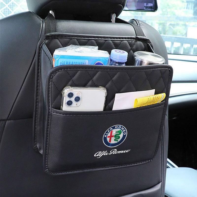 Qctfz6 Car Multifunctional Storage Bag Seat Hanging Garbage Bag For Alfa Romeo Giulia Stelvio Giulietta 159 147 156 166 Accessories