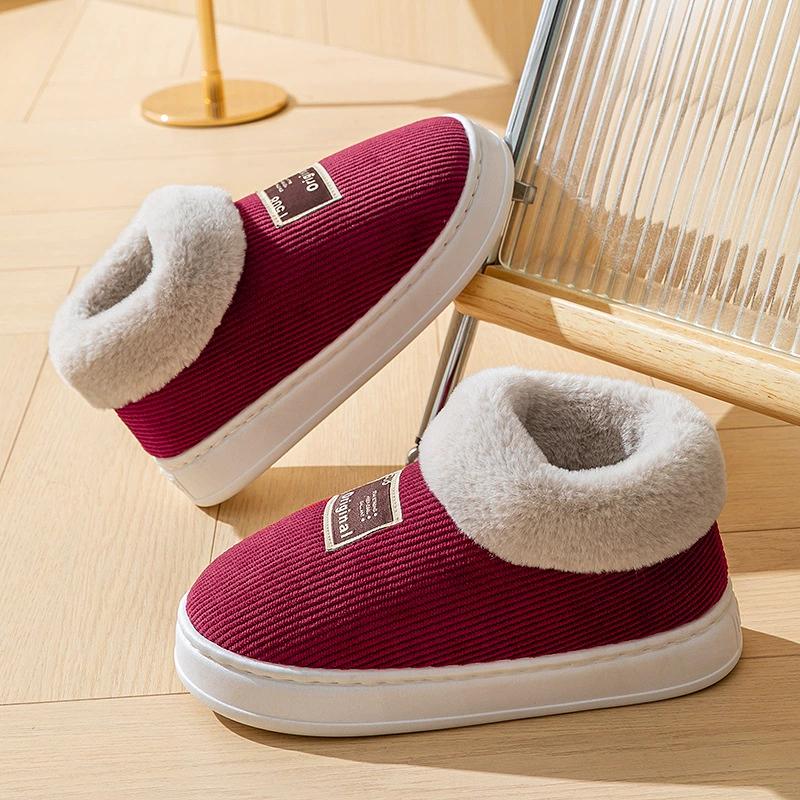 Autumn and Winter Couple Cotton Slippers Thick Soled Snow Boots Household Velvet Warm Cotton Slippers