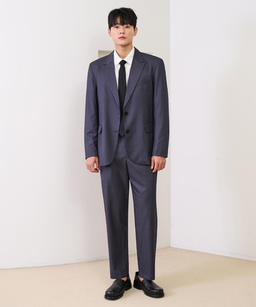 Prairie Striped Single Blazer (Gray)