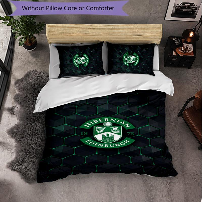 Biancheria da Letto a Tema Hibernian FC Set 3 Pezzi Copripiumino Biancheria da Letto Decorativa Per Stanza Adolescenti Decorazione Casa