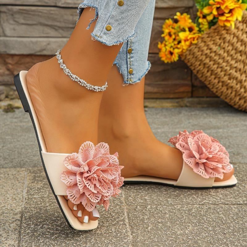 Fashion Designer Women's Elegant Slippers Flats Sandals Woman Soft and Comfortable Shoes Summer Fad Slides 2025 New Walking Soft