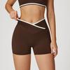 Cross-Front High-Waisted Yoga Shorts – Skin-Tight, Nude-Coloured, Peach-Toned, Butt-Lifting Sports Shorts for Women