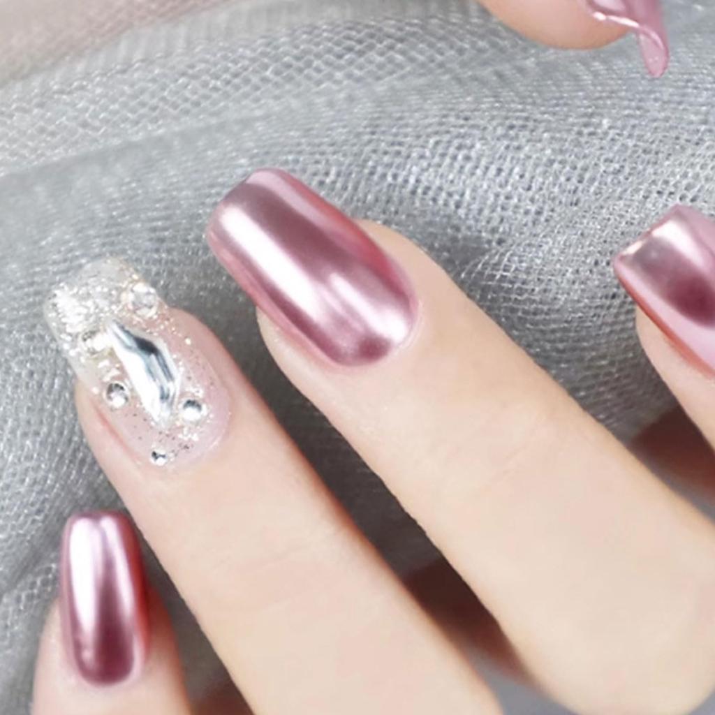 12-Piece Set of Mirror Nail Powder, Aurora, Gold, Silver, Pink, Blue, Purple, Metallic Powder for Gel Nails and Resin