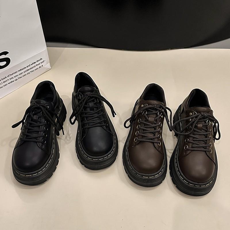 Módní dámské derby boty Podzimní britský styl Dámská obuv Lodičky s kožešinou Kulatá špička Dřeváky Platforma Ležérní tenisky Kožené Podzimní Pr