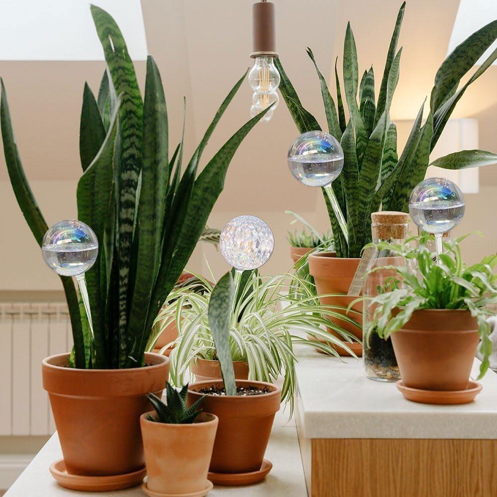 3pcs Glass Plant Watering Globes Large Vacation Water While Away Indoor Outdoor Potted Plant Slow Release Self Watering Bulbs Devices Planter Insert