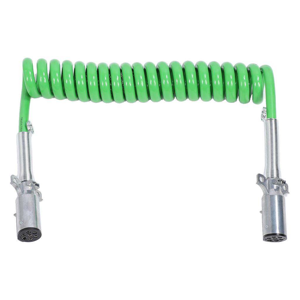 7 Way Coiled Trailer Cord 15ft Enhanced Performance Heavy Duty Electrical Power Coil Cable Wire for Semi Truck Tractor