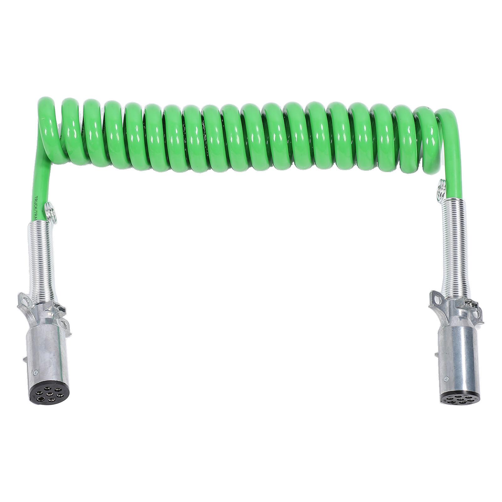 7 Way Coiled Trailer Cord 15ft Enhanced Performance Heavy Duty Electrical Power Coil Cable Wire for Semi Truck Tractor