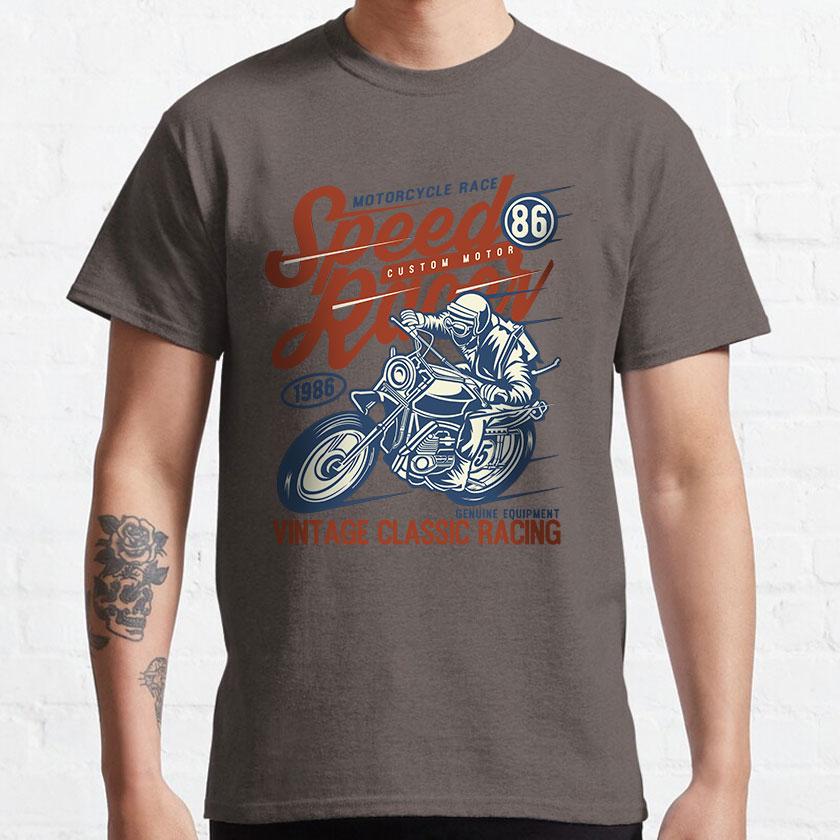 Speed Racer Vintage Classic Motorcycle Racing Genuine Equipment Motor Bike Printed T Shirt 100% Cotton  Plus Size Men's Clothing