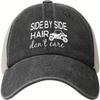 Damen Side By Side Hair Dont Care Trucker Cap für Unisex Damen Vintage Distressed Gewaschene Baseballkappe für Papa Mama