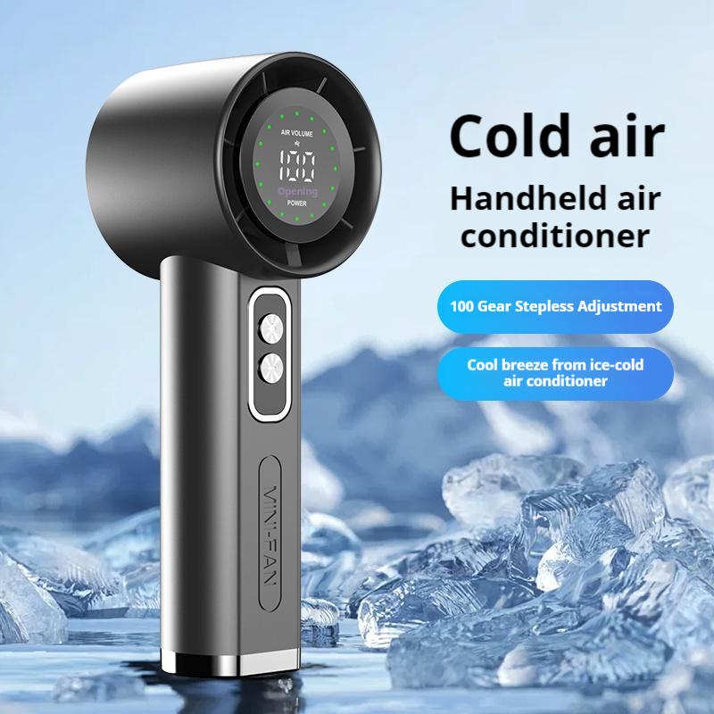 Portable Handheld Fan with Lanyard & LED Display 100 High-speed Cold Winds 3000mAh Mini Summer Fan for Outdoor,Travel,Camping