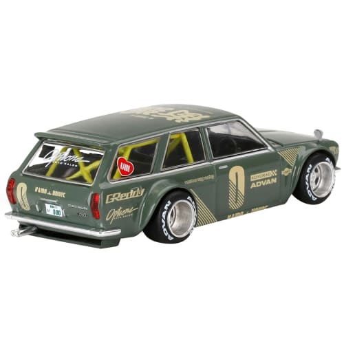 Truescale Miniatures 1971 Datsun 510 Wagon, Right-Handed Drive, Green (Design: Jun Imai), Kaido House Special 1/64 Diecast Model Car, Truescale Miniat
