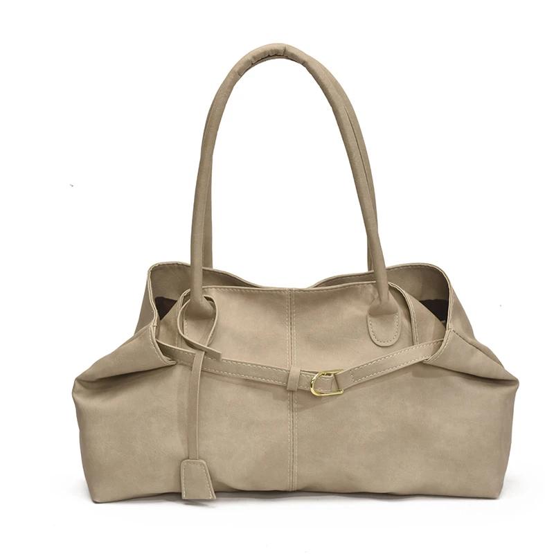 Hot Trendy Solid Color Fashi PU Large Capacity Shoulder Bags for Women 2026 Stylish Design Super Cool Casual Tote Bag