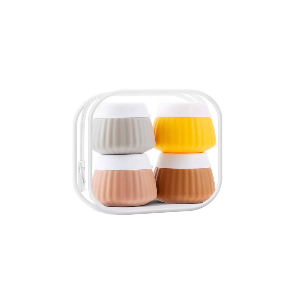 Mini Travel Silicone Cream Jars Leakproof Portable Cosmetic Lotion Containers for Face Cream Hand Cream and Skincare Storage with Protective Case