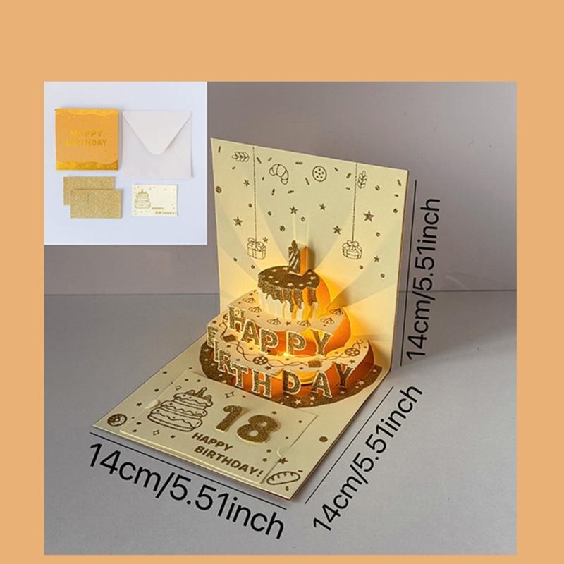 Musical Light Up Birthday Card 3D Happy Birthday Greeting Card With Light and Music for Women Men Husband Wife Children