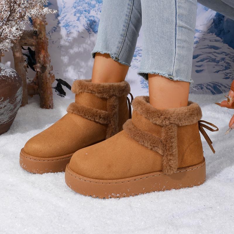 Large Size Fluffy Boots Thick-soled Heightening Snow Boots Women's European and American Wind Velvet Northeast Short Tube Thickened Warm Cotton Shoes