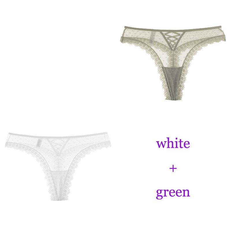 TERMEZY 2 unids/lote de bragas sexis de encaje para mujer, ropa interior de cintura baja, Tanga femenina, lencería transpirable, ropa íntima bordada tentación
