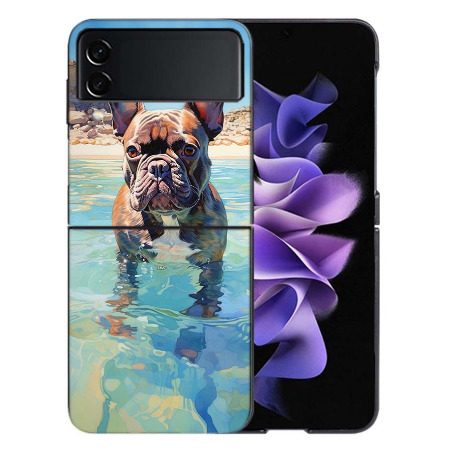 French Bulldog Dog Pug Coque For Samsung Z Flip7 6 Galaxy Case Shockproof Z Flip5 Z Flip3 4 5G Hard Cover Phone TPU PC Hard Fun
