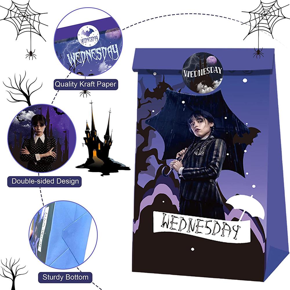 24 szt. Torebek na prezenty na imprezę w środę z 36 naklejkami do dekoracji na przyjęcie urodzinowe