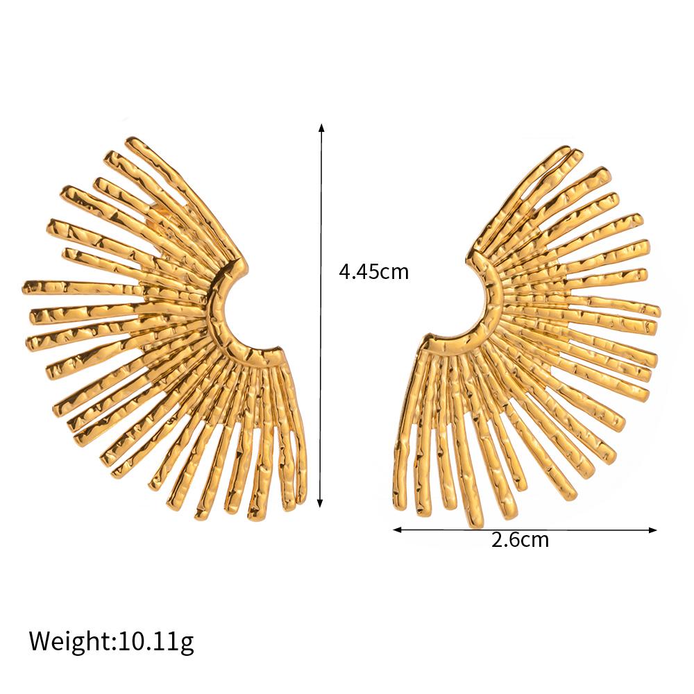 

Yori Arrivals Hollow Fan Stud Earrings for Women Stainless Steel Summer Popular Jewelry Recommend 2025 золотистый
