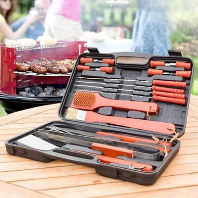 Paslanmaz çelik ve barbekü ahşabından 18 Barbekü Gereçleri için çanta