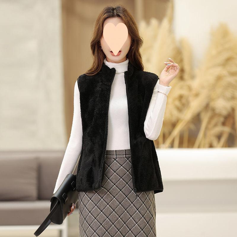 Vest Ladies's Winter Double-sided Polar Fleece Vest Large Size Loose WaistJacket Short Warm Western Style Outer Wear Vest