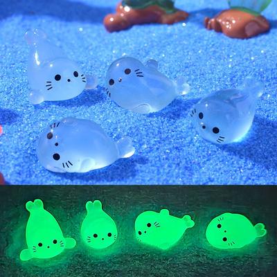 10ks Mini Luminous Seal Miniatures Pryskyřičné ozdoby Mikrokrajinka Akvárium Malé ozdoby Řemesla z umělé pryskyřice