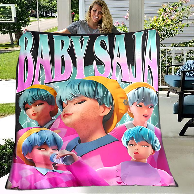 1pc Blanket K-Pop Demon Hunters Print Design, Lightweight Blanket for Sofa, Bed- Soft &Warm, Gift for All Seasons like Christmas, Halloween