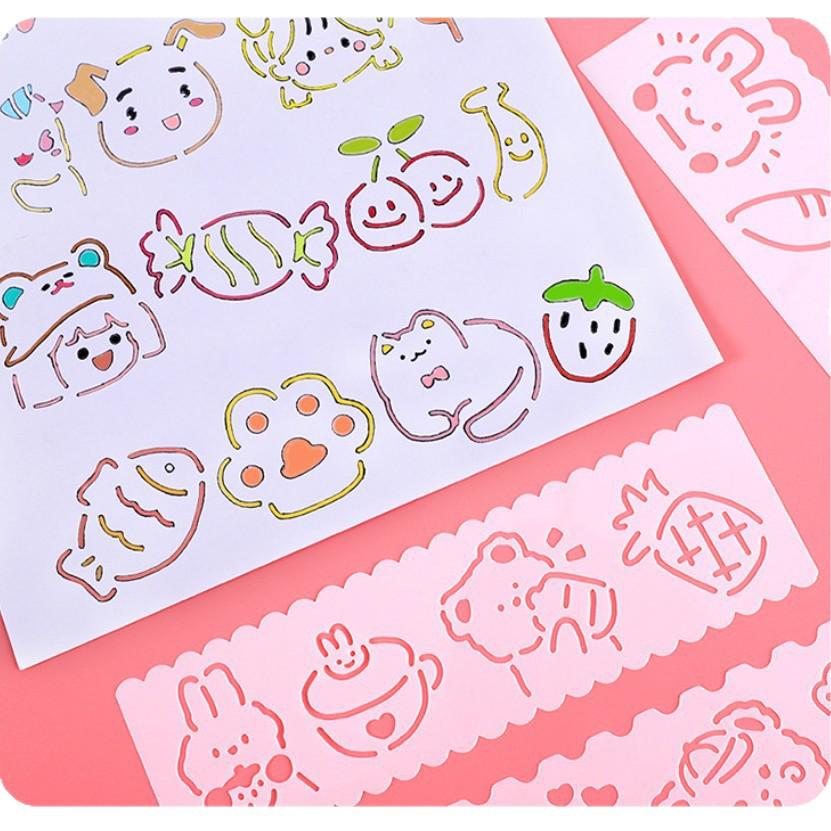 Cute Cartoon Hand-Painted Hollow Newspaper Template & DIY Drawing Ruler Set for Kids