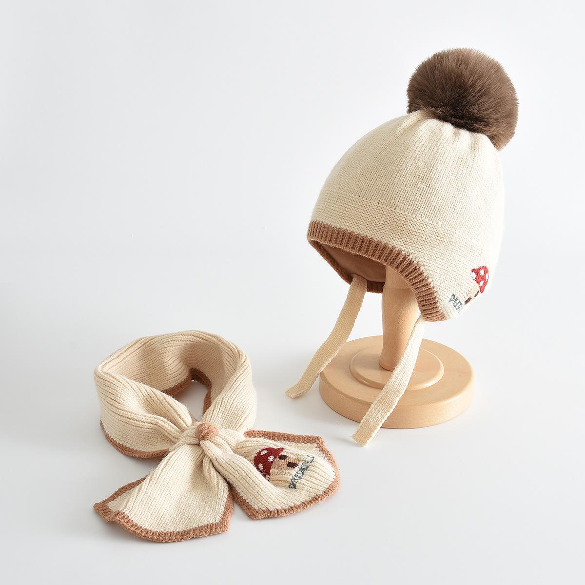 Kids  Knit Hat & Scarf Set: Windproof, Warm, Ear-Protective Accessories Hat circumference 52-54cm / Scarf 70*11cm