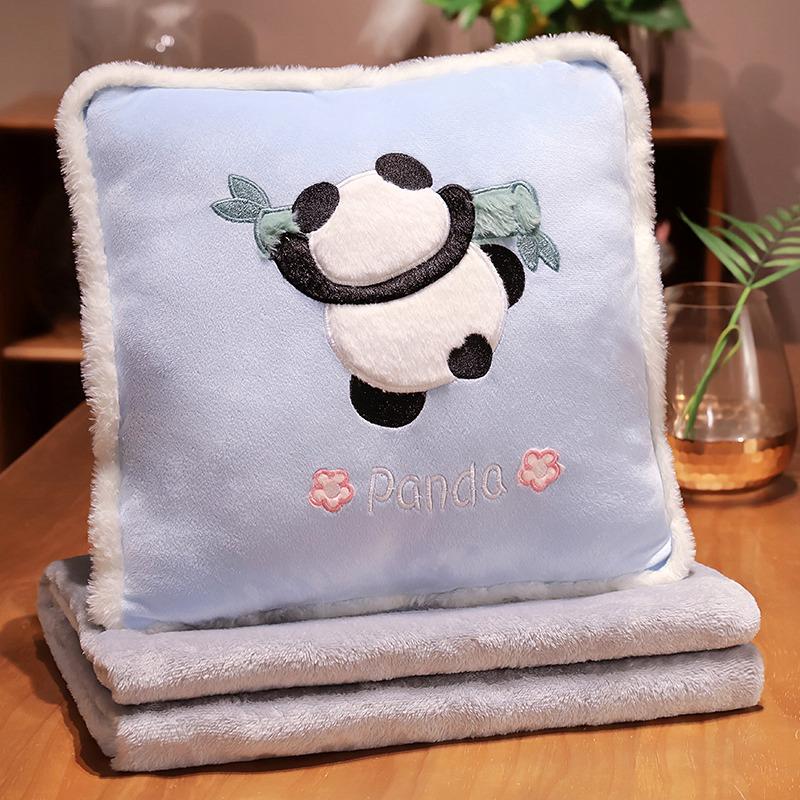 Cartoon Panda Throw Pillow Quilt Dual-Purpose Two-In-One Pillow Office Lunch Break Nap Blanket Car Throw Pillow Quilt