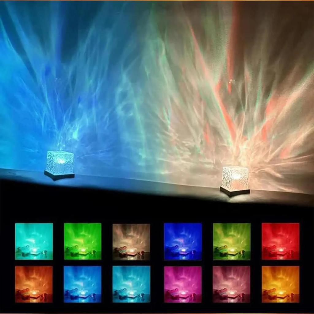 RGB16 Color Water Ripple Ambient Light Bedroom Light and Shadow Atmosphere Rotating Table Bedside Living Room Night Light