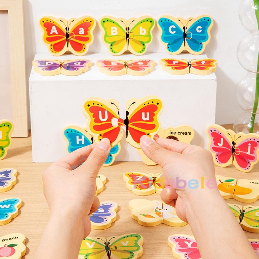 Holz Tier Alphabet Puzzle Spielzeug Montessori ABC Lernen Lernspielzeug für Kleinkinder Kinder Frühe Vorschule Geschenk