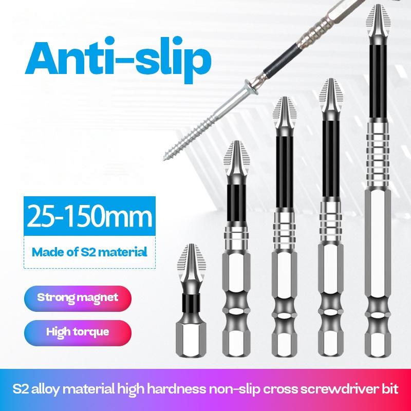 5/6Pcs Ph2 Anti-Slip Screwdriver Bit Set High Magnetic Screwdriver Bit Electric Drill Screwdriver Bit Anti-Slip 25Mm-150Mm