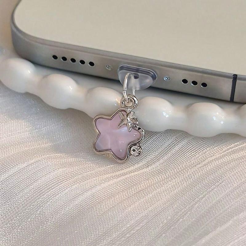 Fashion Stars Mobile Phone Dust Plug Accessories Decoration Hanging Pendant For iPhone X Samsung Type-C Micro-USB Charging Port