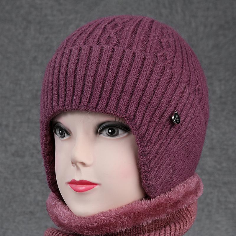 

Зимняя шапка женская шерстяная шапка флисовая толстая вязаная шапка тепловая защита ушей шапка one size is elastic