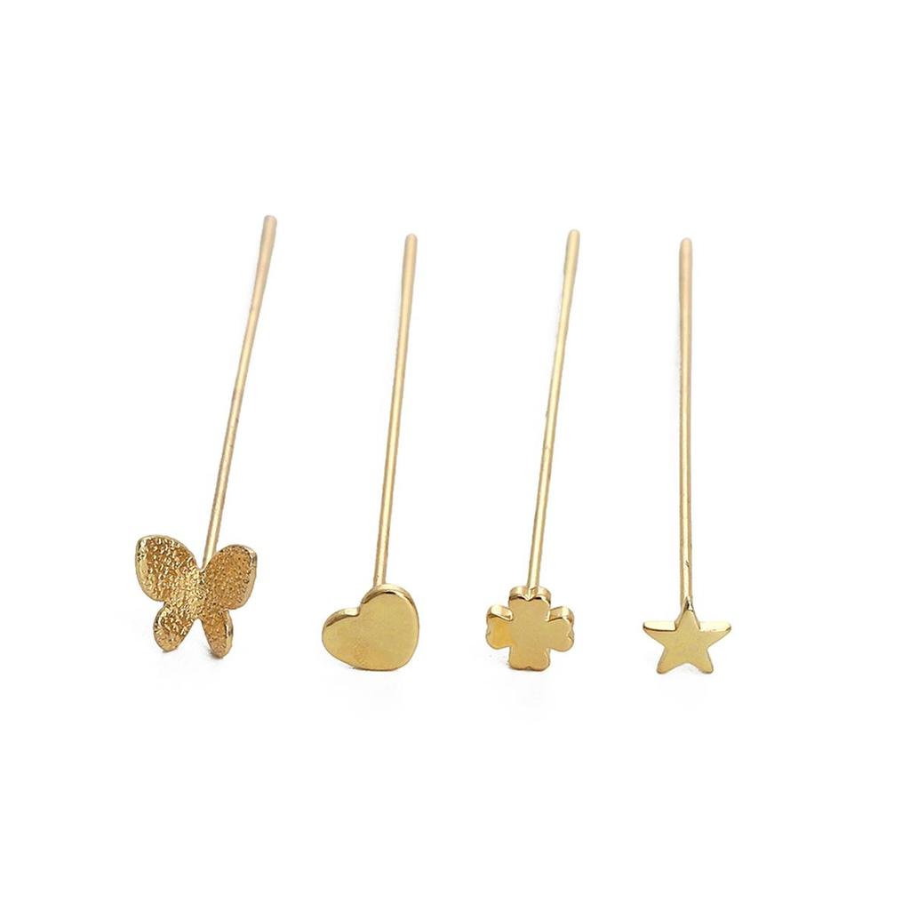 Copper Love Butterfly Five Pointed Star T-shaped Needle Pin For DIY Jewelry Making Craft Accessories