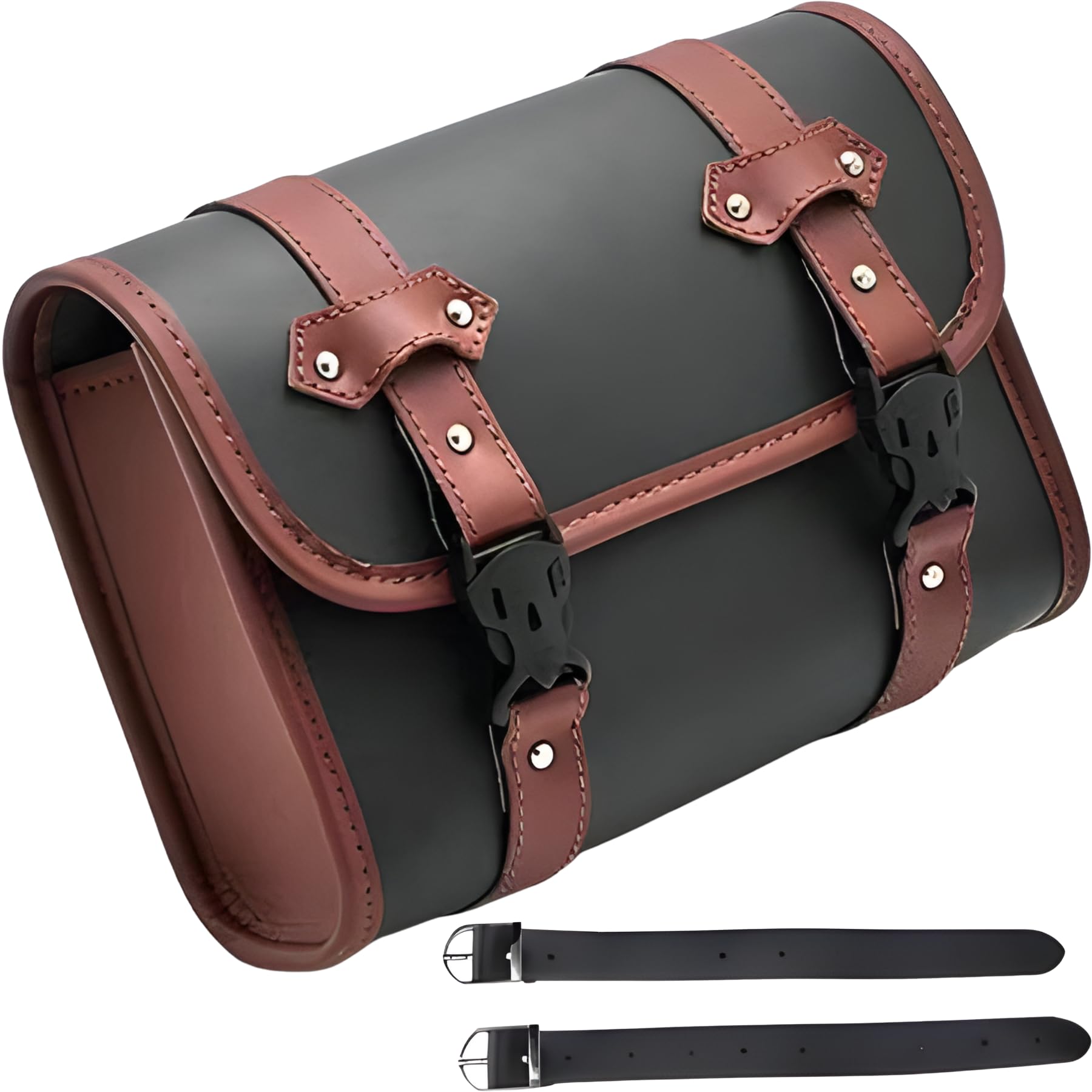

Mellbo Waterproof PU Leather Bike Side Bags for Bicycles, Motorcycles, and Cars, Small Motorcycle Front Bags, Brown, Two-Tone