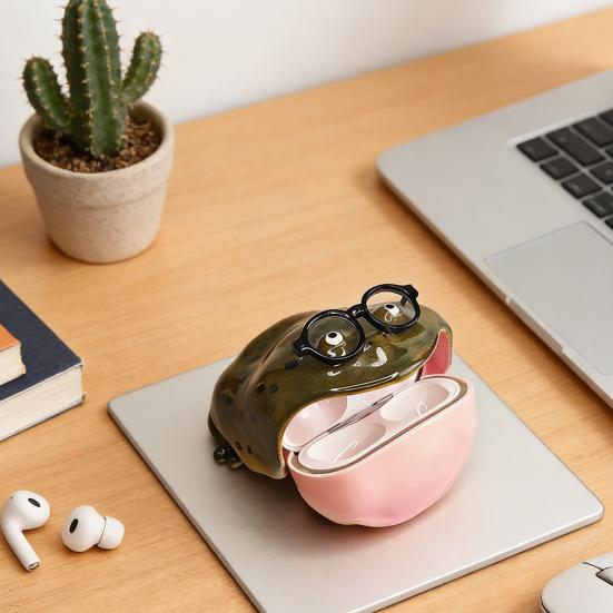 Cartoon Frog Shape Earphone Case Plastic Resin 1 Pc