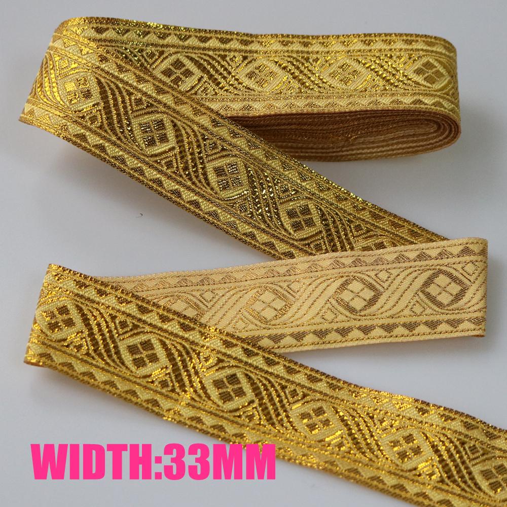 7 METER 25MM~40MM Gold Silver Vintage Ethnic Embroidery Lace Ribbon Boho Trim DIY Clothes Bag Accessories Embroidered Fabric
