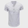 Men's Summer Cotton Linen Casual Pullover Short-Sleeve Shirt