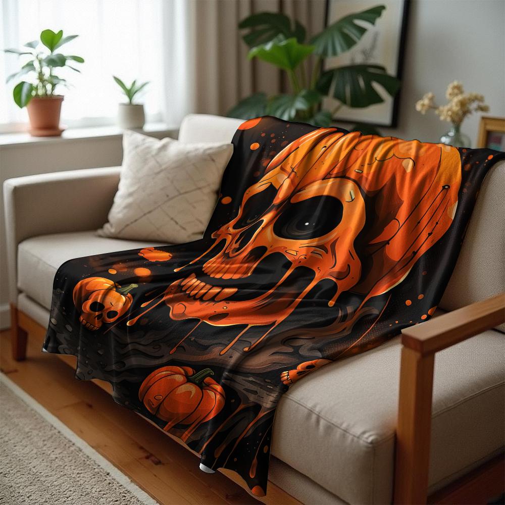 Drip Purple Skull Soft Flannel Blanket Breathable Warm Throw for Office Car Sofa Kids Room Birthday Xmas Gift