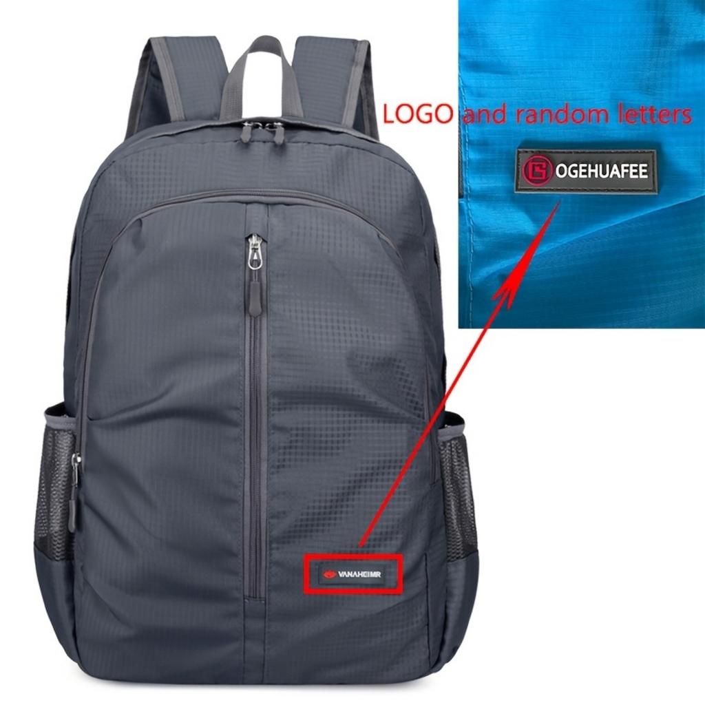 Lightweight Folding Nylon Backpack - Large Capacity Hiking Backpack with Adjustable Shoulder Straps, Multiple Pockets, and Mesh Side Pockets