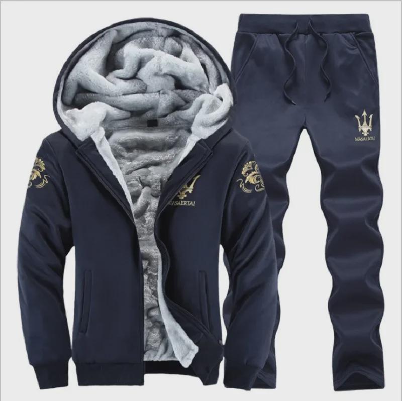 Pánská sportovní plus sametová baseballová bunda - Podzim/Zima Mikina s dlouhým rukávem na fitness