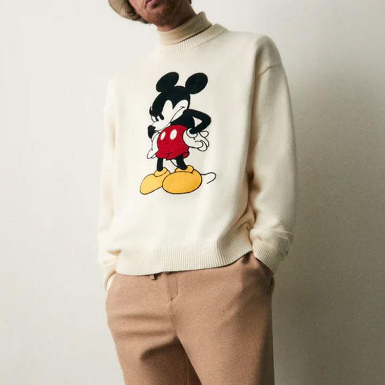 Kith For Mickey & Friends Mickey Crewneck Sweater Sandrift Unisex Tops Cream KHM031716-104