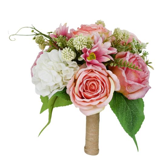

Artificial Flowers Bouquet Mixed Faux Roses Hydrangea Flower with Stems for Wedding Party Centerpiece
