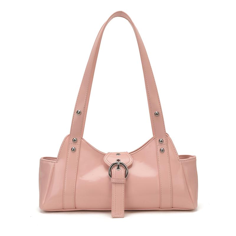 

New Ladies Pillow-Shaped Belt Buckle Single Shoulder Bag Underarm Bag Bright Leather Women s Bag Fashion Accessory